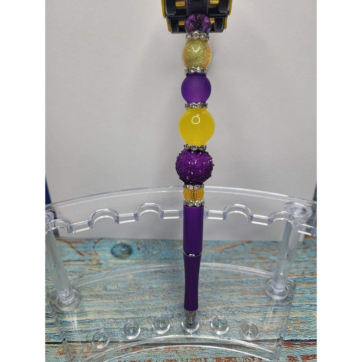 Purple & Yellow 1964 Chevy Impala Beaded Car Tuned Pen