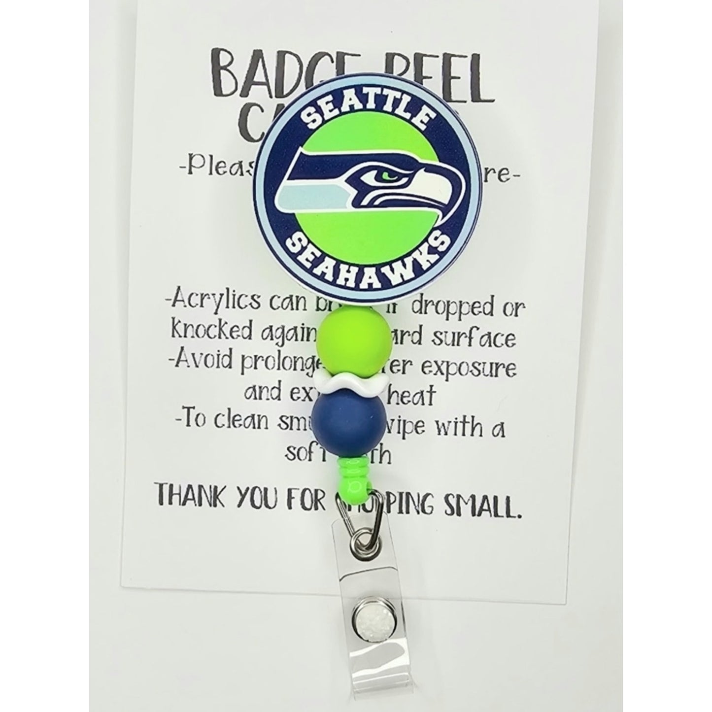 Seattle Seahawks Badge Reel with Neon Green and Navy Accents
