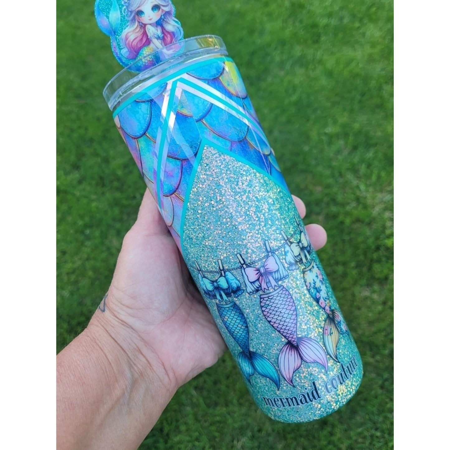 Mermaid Couture Glitter Blue Stainless Tumbler