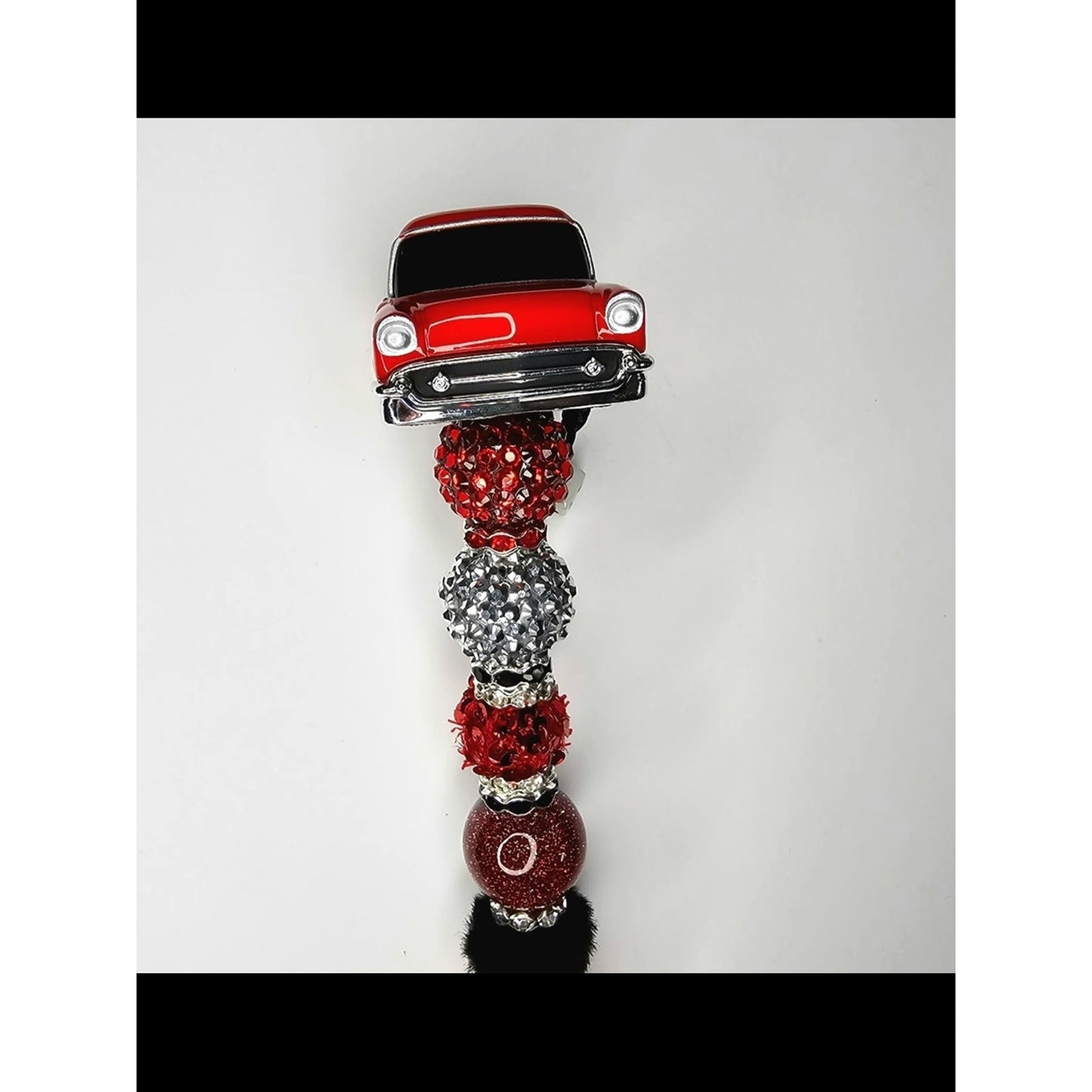 Red Novelty 1957 Chevy Belair Car Beaded Rhinestone Pen