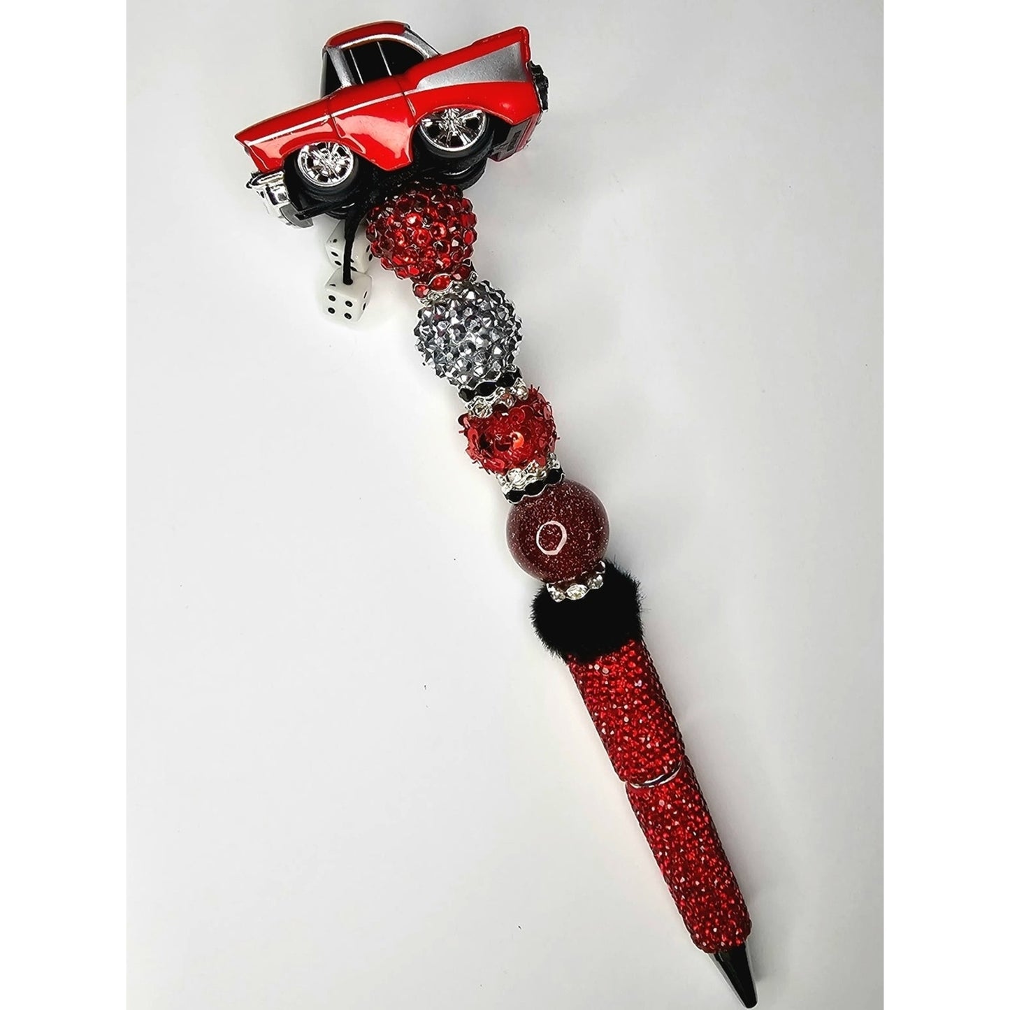 Red Novelty 1957 Chevy Belair Car Beaded Rhinestone Pen