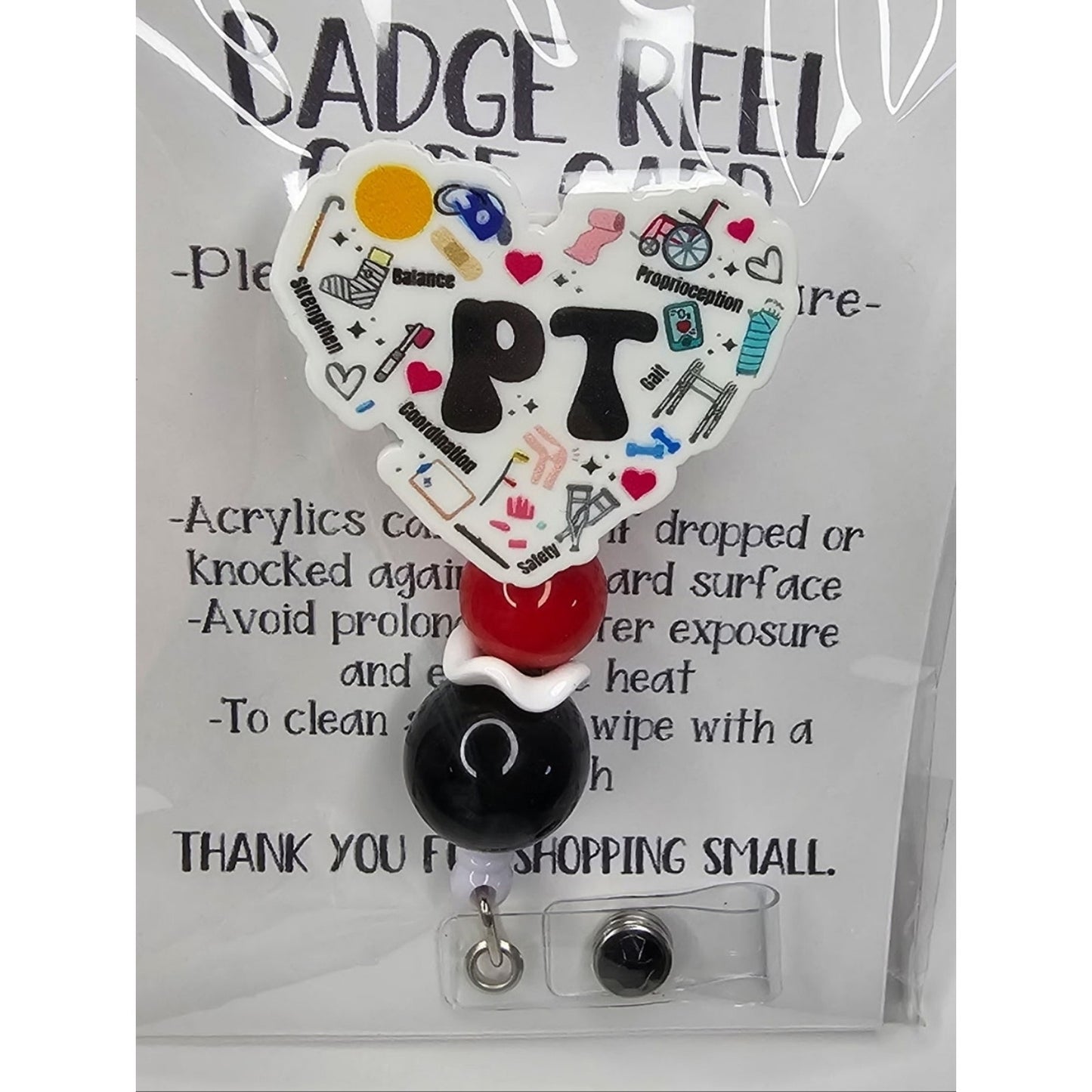 PT Heart Badge Reel with Medical Icons