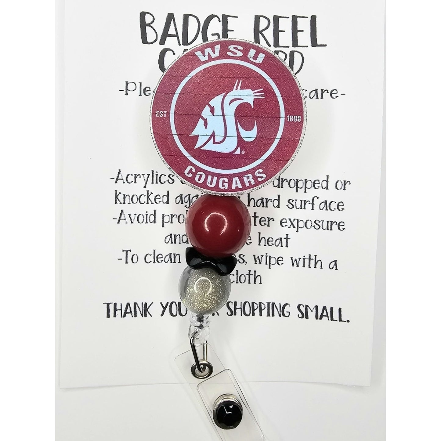 WSU Cougars Badge Reel - Crimson and Silver